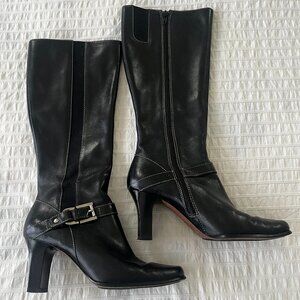 Tall Black Leather Boots - Anne Klein